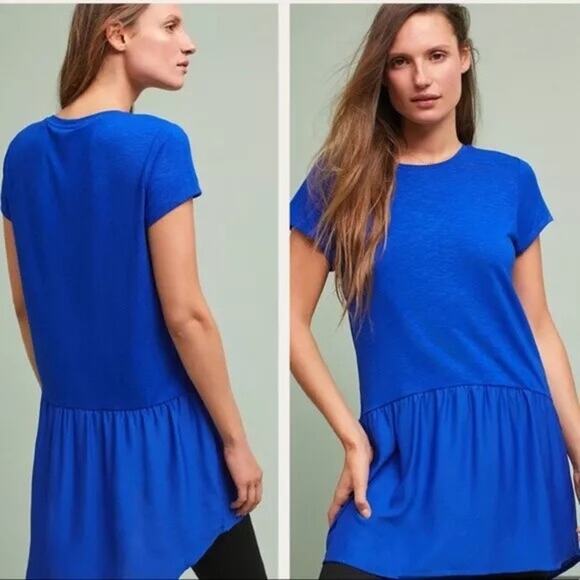 Dolan Anthropologie Cobalt Blue Tshirt Dress Hi Lo Womens Size Large - Picture 11 of 11